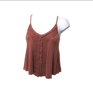 American Eagle Outfitters Babydoll Cami Tank Top S 90s Y2K Grunge Rust Brown #n1